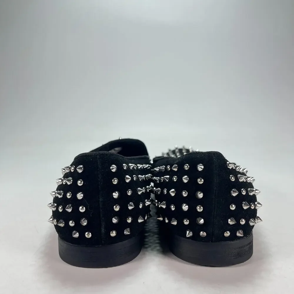 Steve Madden Black Slip On Dress Loafers Studded Velvet Shoes Men's Size 11.5